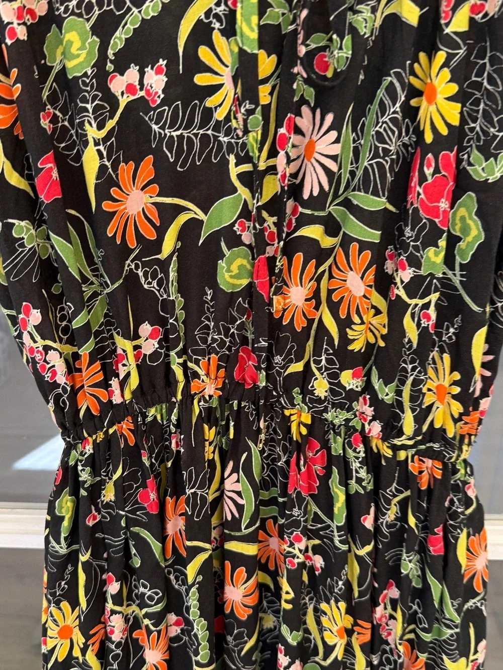 KATE SPADE Women's Black Multicolor Floral Print Sleeveless Maxi Dress Size M
